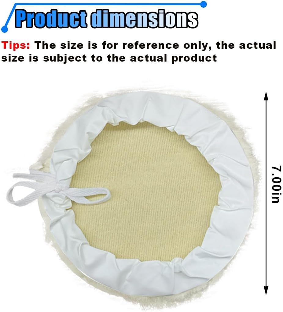 6PCS 7 Inch Car Wool Polishing Pad, Buffing Pad with Drawstring for Car Waxing & Cleaning, Polishing Bonnet for Vehicle, Glass, Furniture, Auto Polisher Pad Kit for Drill Buffer - Image 2
