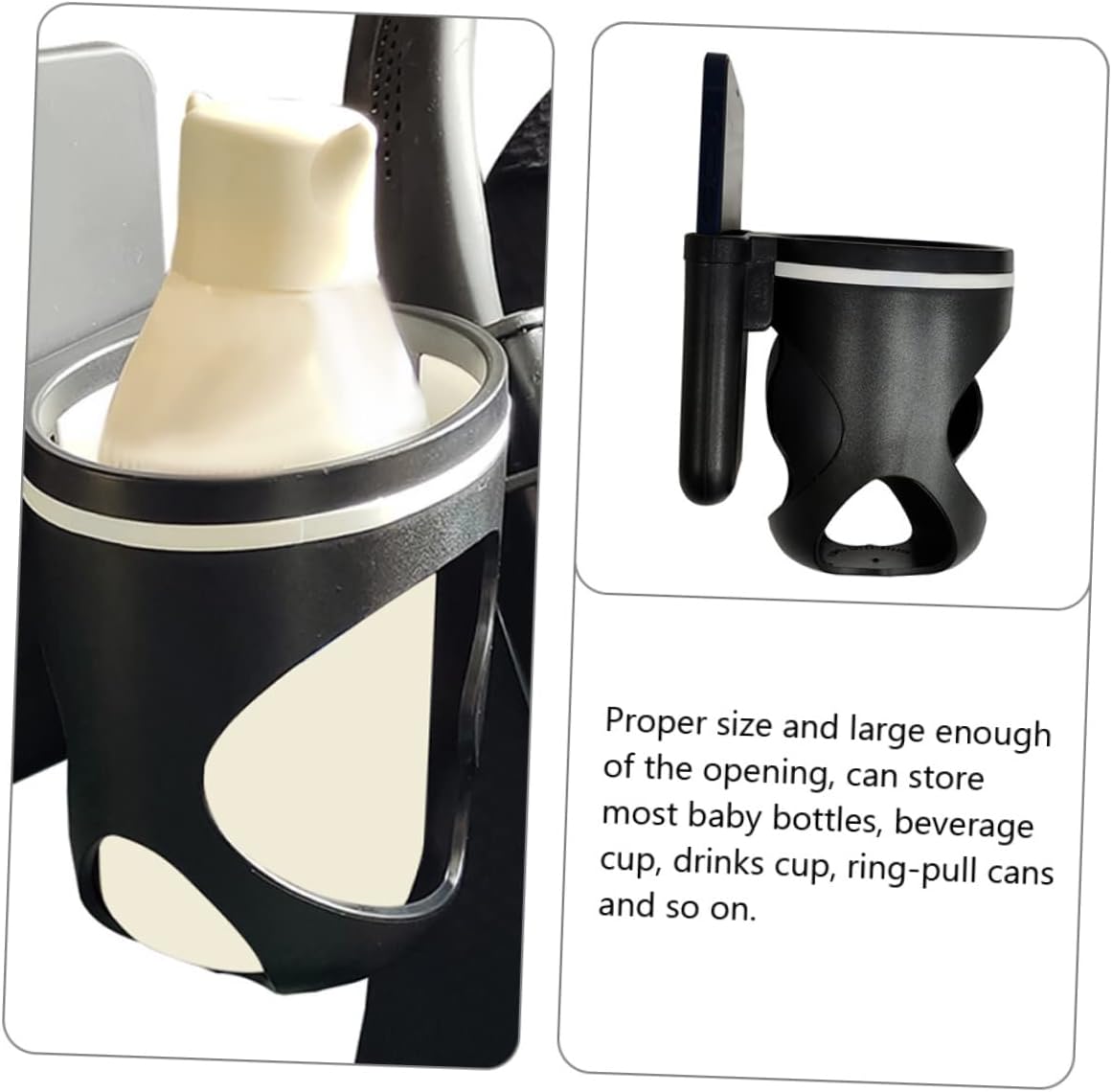 HEMOTON Baby Stroller Cup Holder with Phone Holder for Boys and Girls Adjustable Plastic Beverage Rack Suitable for Stroller Models Easy Installation