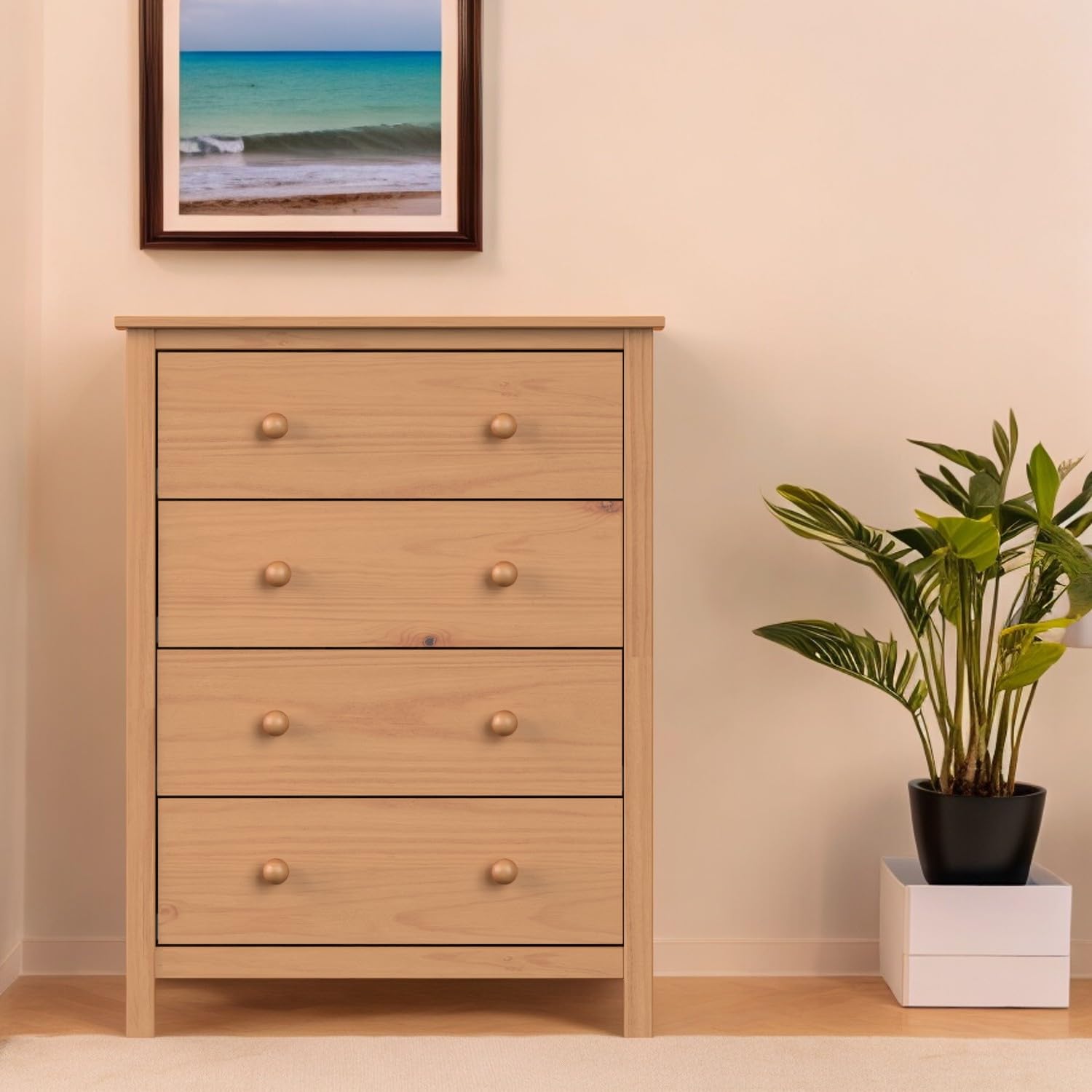 From the Tree Furniture Solid Wood 4-Drawer Dresser – Pine Chest for Bedroom Clothes Storage – Modern Design, Easy Assembly