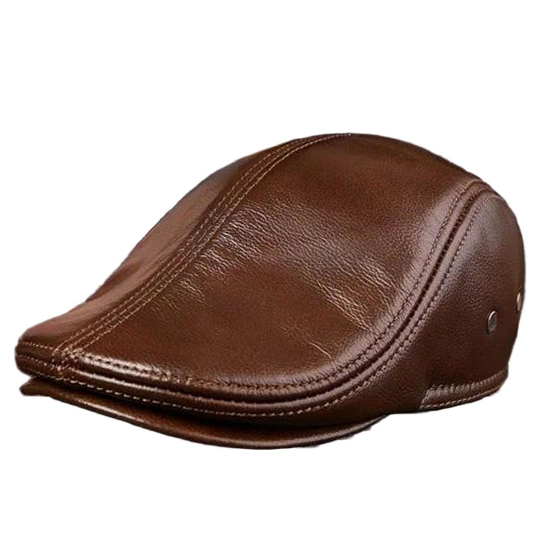 Męska czapka beret z prawdziwej skóry dla mężczyzn ciepła wiatroszczelna zimowa czapka dżentelmen czapka z daszkiem vintage stylowa czapka kierowcy