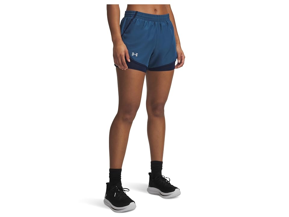 Under Armour Fly By 2-in-1 Shorts Women's Shorts Wham Blue/Academy/Reflective : XL (US 16), Polyester