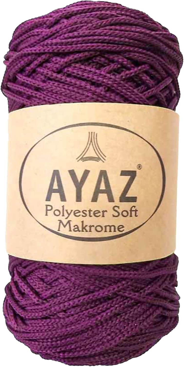 Macrame 3mm Craft Cord, Colored Soft Polyester 250 gr 175 m DIY Line, Wall Hanging Rope, Bag, Basket String, Crochet and Knitting Yarn (1060)