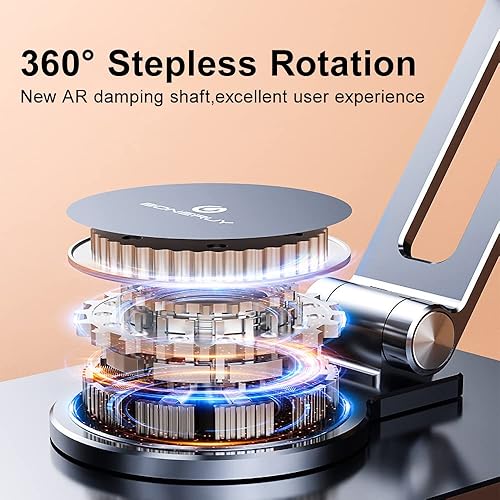 Miniatura 5 de Soporte para tablet para escritorio, soporte giratorio y plegable para iPad, soporte estable de aluminio para tableta, compatible con tabletas y