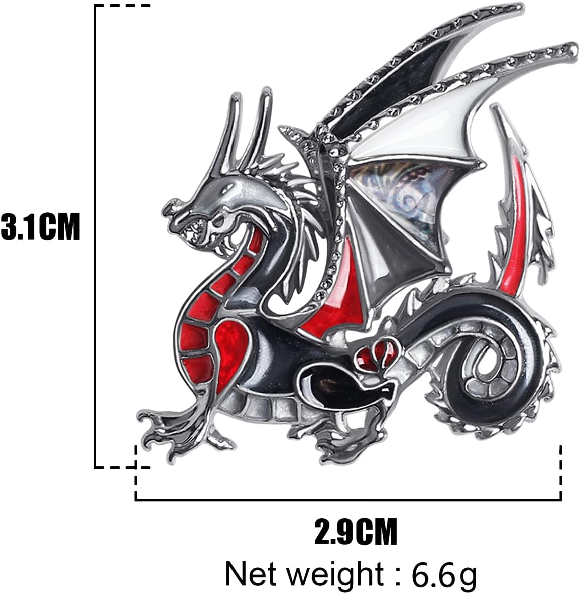 SEANY Enamel Alloy Dragon Brooch Dinosaur Pins Jewelry for Women Lady Girl Scarf Clothing Accessories Gifts (Black)