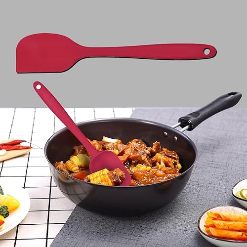 Miniatura 6 de Juego de 2 espátulas de silicona, de 10 pulgadas, resistentes al calor, antiadherentes de goma, para hornear, cocinar y mezclar, aptas para