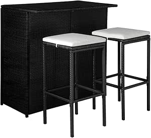 vidaXL Jeu de Bar d'Extérieur 5 pcs Résine Tressée Noir et Blanc Crème Jardin