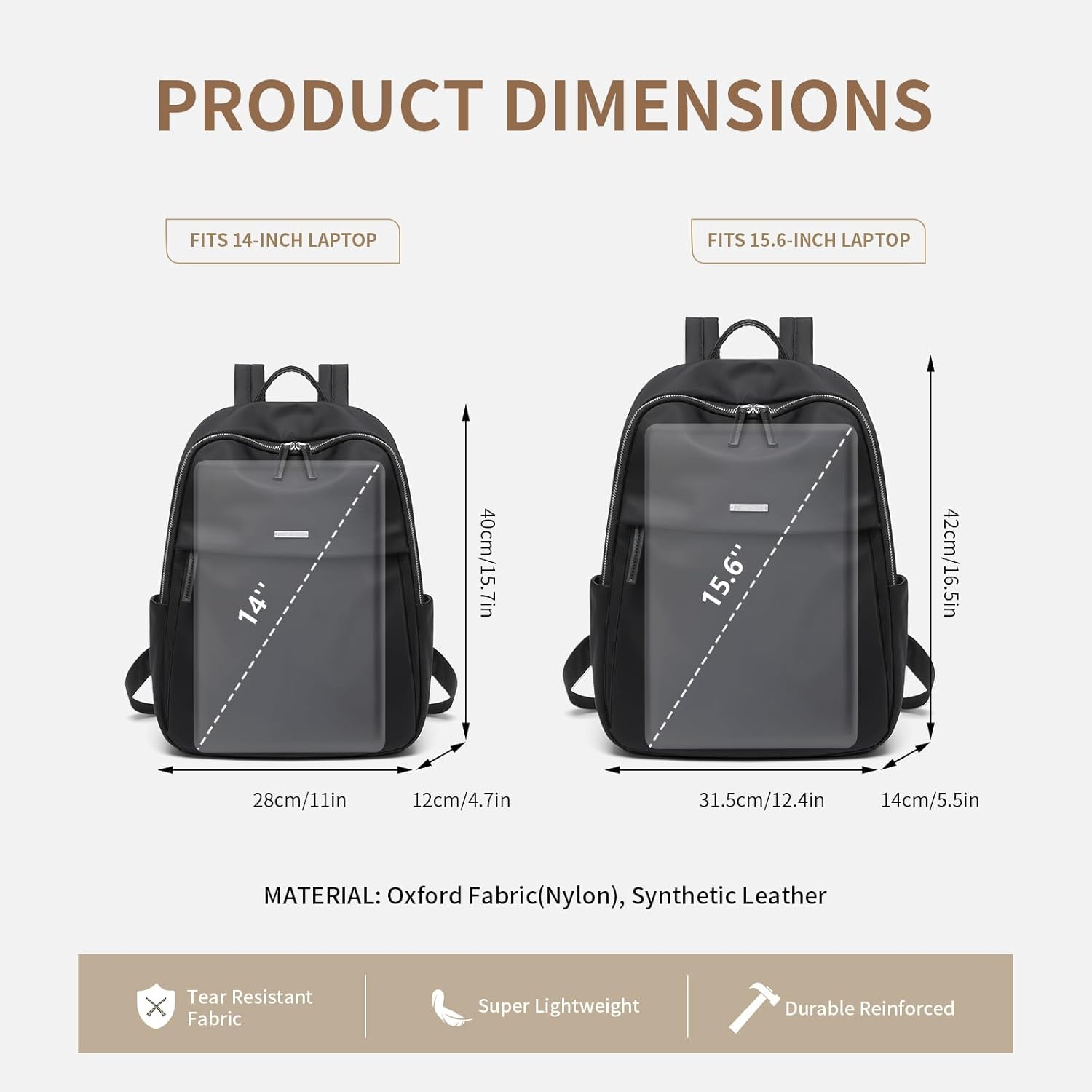 GOLF SUPAGS Womens Laptop Backpack with Separate Laptop Compartment Water Resistant Computer Backpacks Fits 14 Inch Notebook Travel Work College Bags (14-Inch, Black) - Image 4