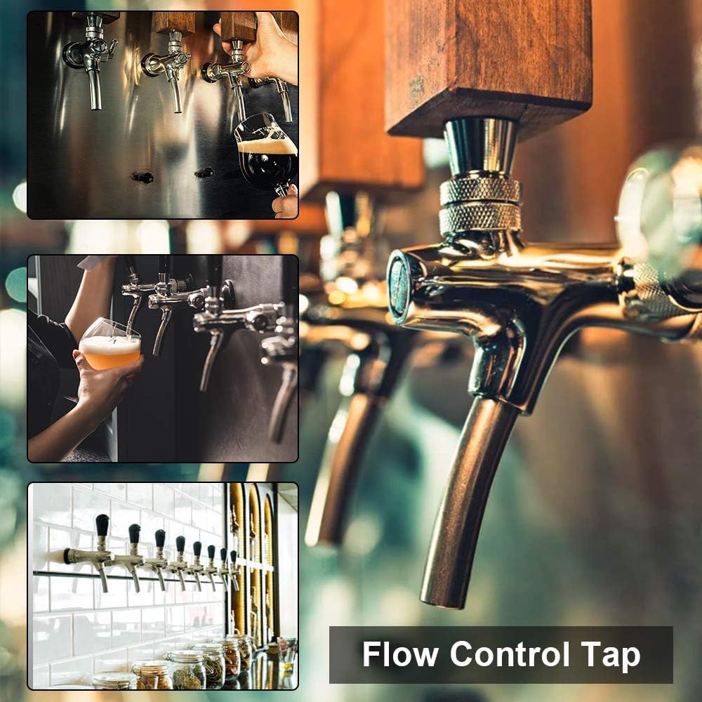 FERRODAY Flow Control Beer Faucet Shank, Long Shank Adjustable Beer Faucet