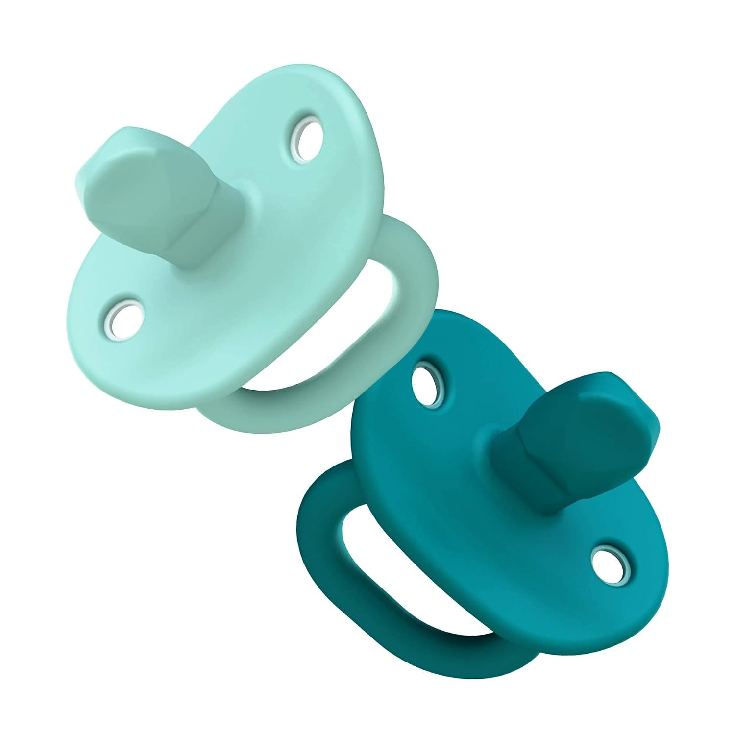 Boon JEWL Biometric Silicone Baby Pacifier - 0+ Months - Blue - Comfortable Silicone Orthodontic Baby Pacifiers with Soothing Gem Shaped Nipple - 2 Count