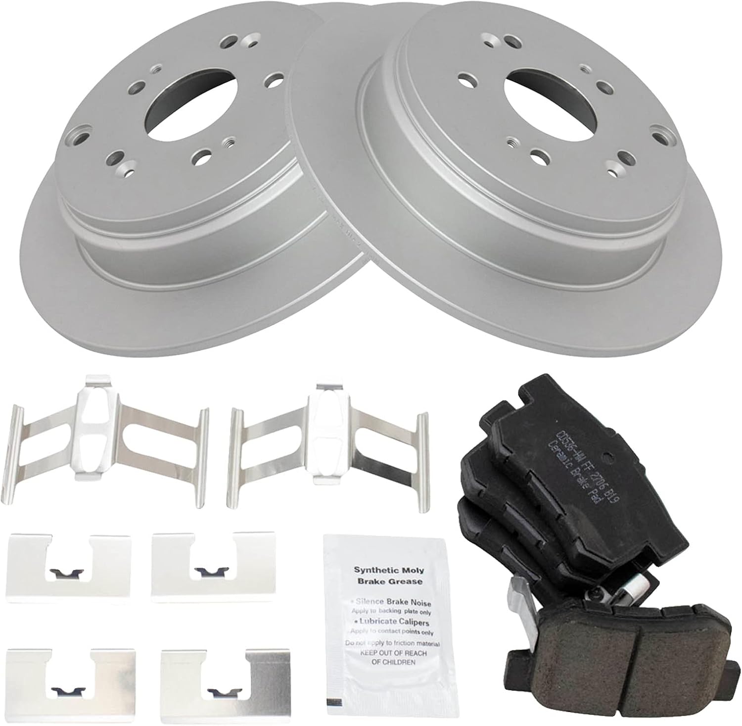 TRQ Rear Brake Pad & Rotor Kit Brake Pads Brake Rotor Ceramic Premium G-Coated Compatible with 2007-2012 Acura RDX