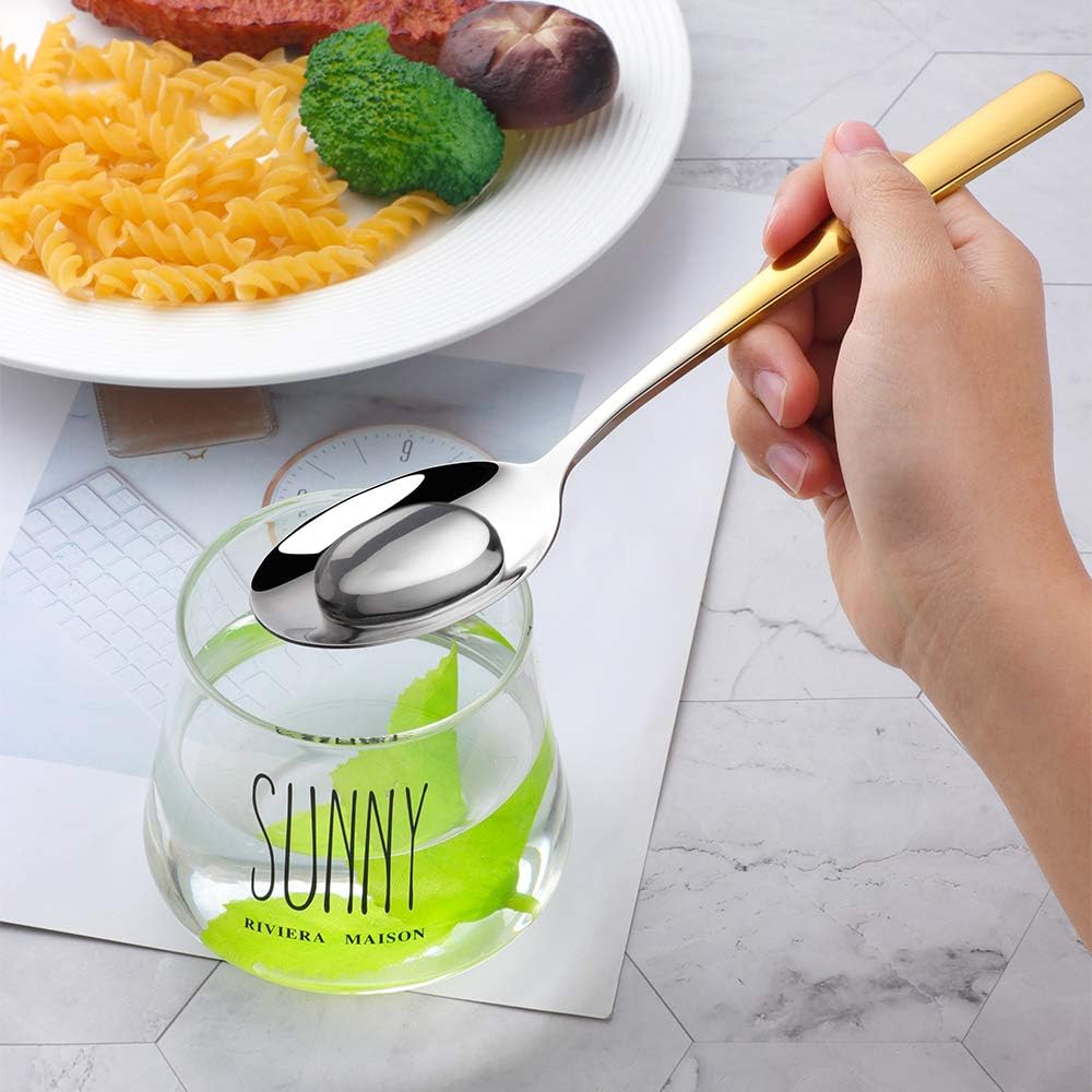 Buyer Star Gradient Gold Silverware Set 20-Pieces Stainless Steel Flatware Set Reusable Metal Dinnerware Cutlery Set