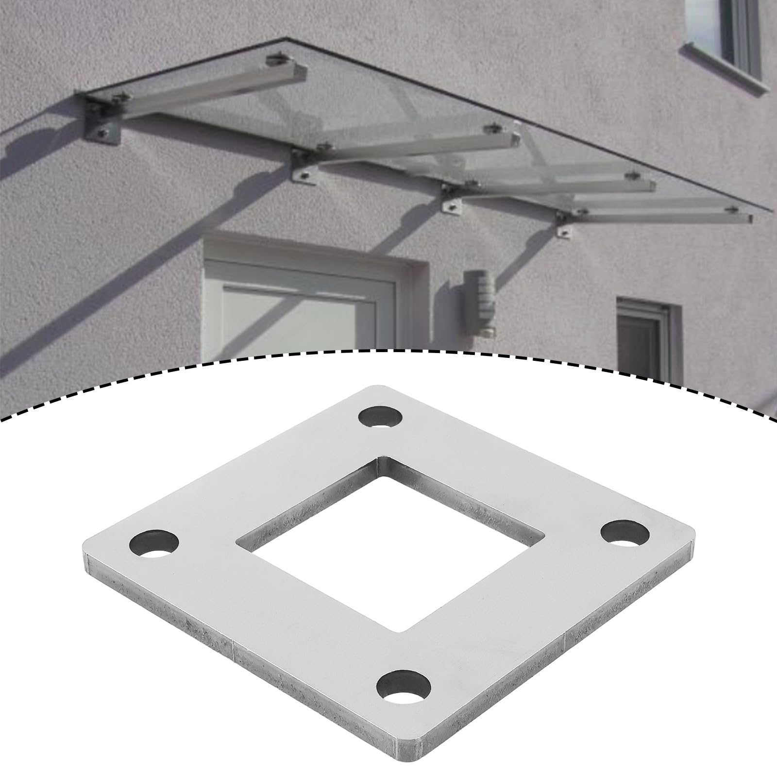 VGOL 304 Stainless Steel Square Pipe Column 100x100mm for 50x50mm Handrail Bracket Cantilever Support Bottom Plate - Image 2