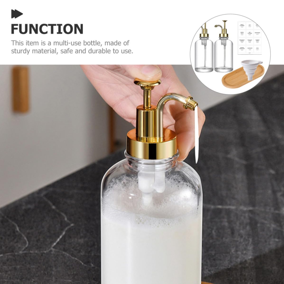 2 Pezzi Dispenser Sapone Liquido in Vetro 500ml Pompa