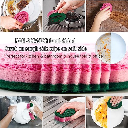 SmilePowo 12 Pack Scrub Sponge,Bulk Sponges,Dual-Sided Multi-Functional Premium Cleaning Sponges,Dishwashing Sponge for Heavy Duty Scouring Pads,Bathroom,Dish,Furniture,Kitchen(Frog Shape) - Thumbnail 2