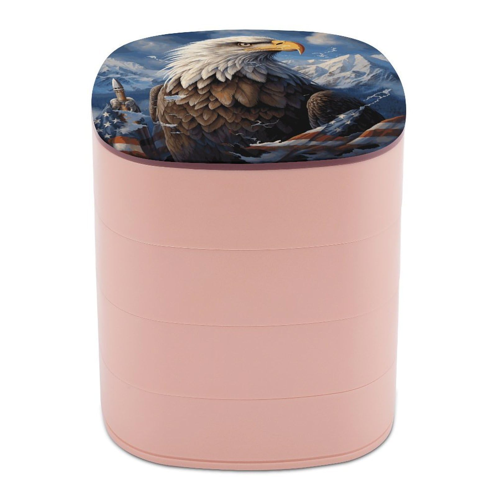 JTREHY Eagle Jewelry Box 4-Layer Covered Rotating Jewelry Storage Box Large Capacity Storage Boxes Portable Jewelry Case for Bracelets Earrings Necklace