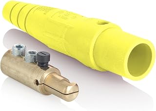 Leviton 16D33-UY 16-Series Taper Nose, Female Plug, Cam-Type connector with Double Set Screw Termination, Yellow