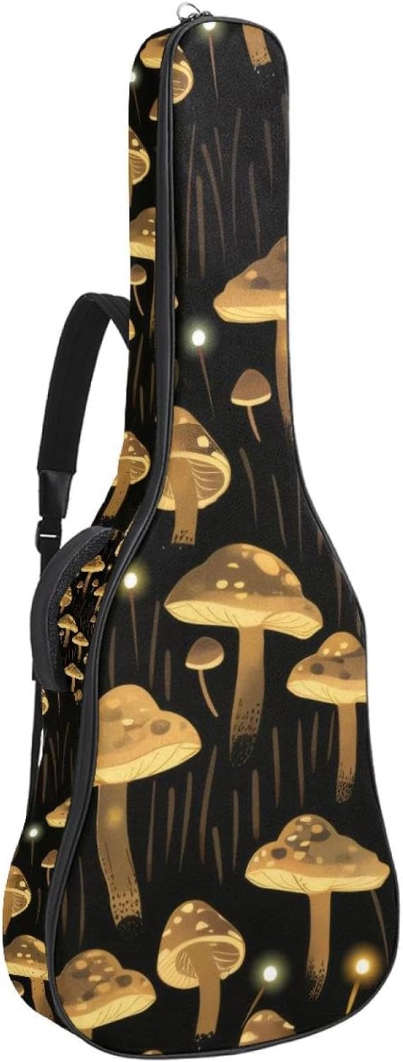 Acoustic Guitar Bag, 40 41 42 Inch Guitar Case Cover Soft Guitar Gig Bag for Acoustic Electric Bass Classical Guitar, Seamless Mushrooms Forest Seamless Pattern