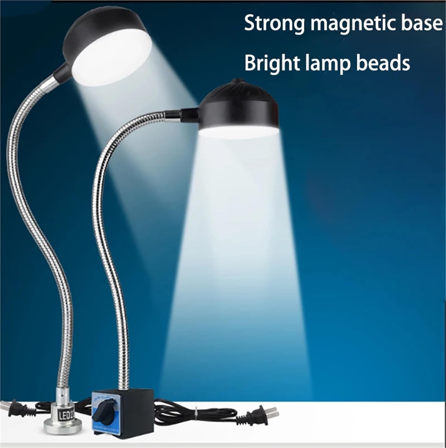 LED Machine Tool Light 12W 110-220V Flexible L40cm Gooseneck Clip Magnetic Base Lamp Industrial Bright Garage Light Sewing(Magnetic Base)