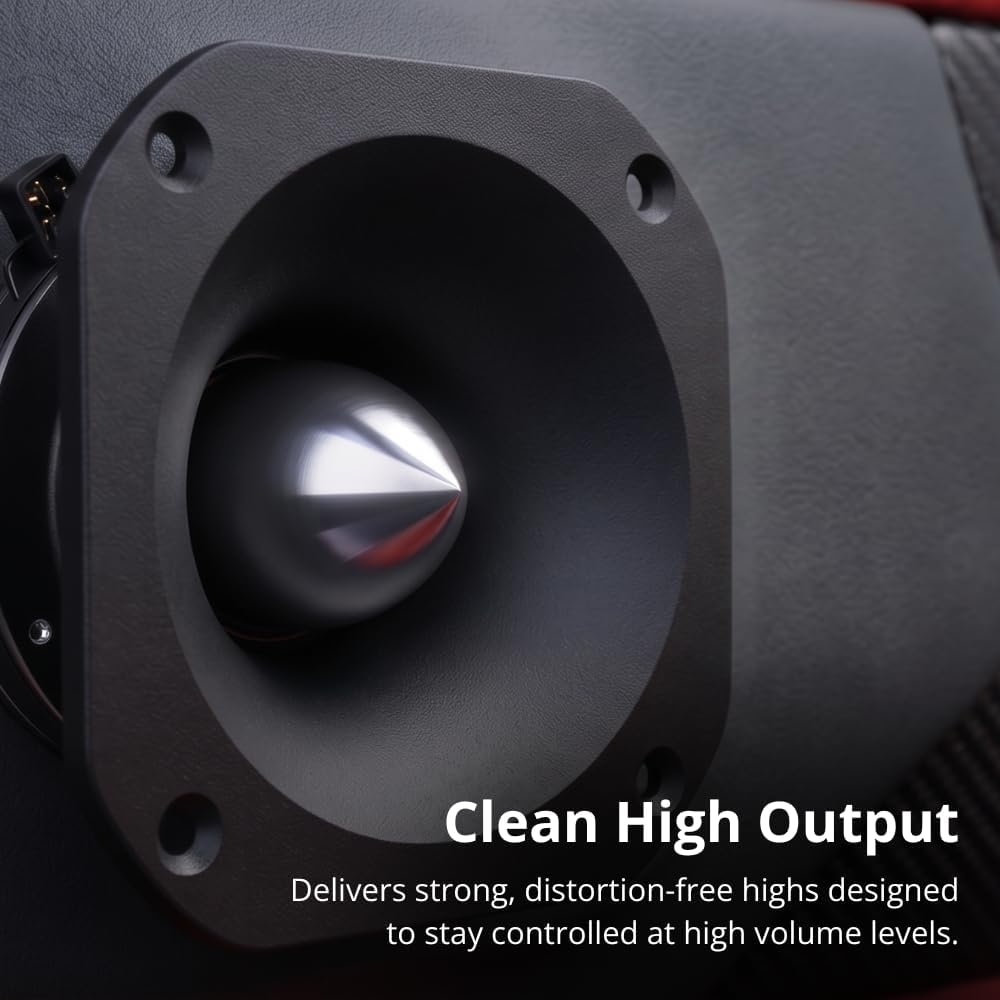 CIARE SPL CT441 Mylar Horn Tweeter Speaker Cast Black, 500W Program Power, 1.75" Voice Coil, 8 Ohm, 110 dB, 2,000–20,000 Hz, 4.41" High Frequency Driver for Car, Motorcycle, Stage & DIY SPL Audio Gear