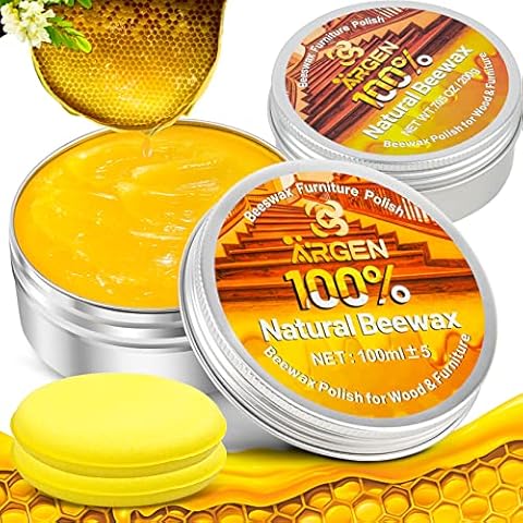CARGEN Beeswax Furniture Polish - Wood Seasoning Beeswax for Floor Tables Chairs Cabinets for Home Furniture to Protect and Care 2pcs Wood Wax and 2pcs Sponges Cover