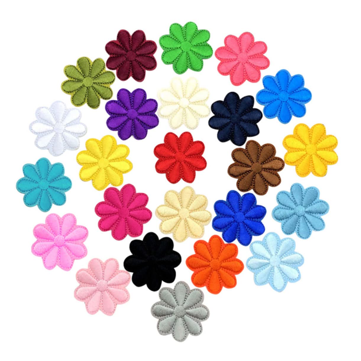 Autocollants en tissu floraux brodés Lot de 100 appliqués multicolores DIY