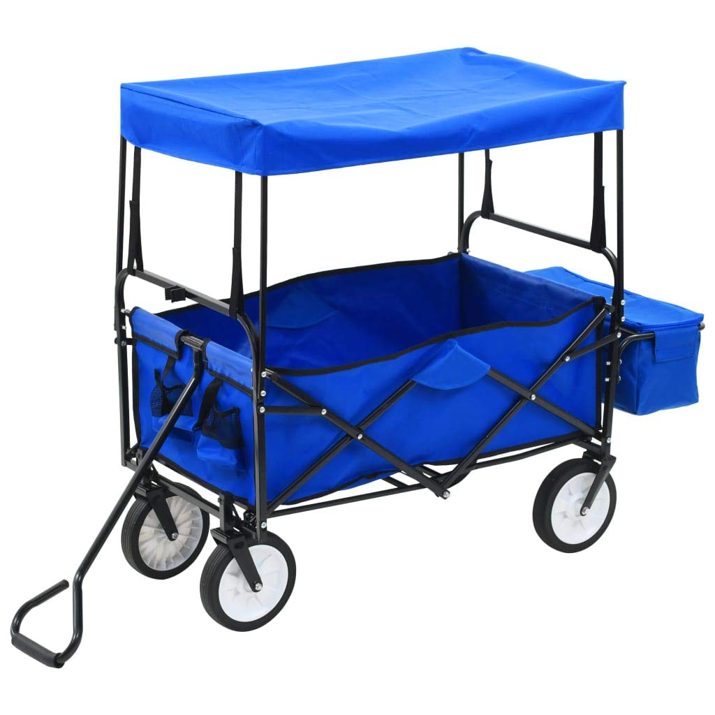 Genérico Carrito de Mano Plegable de Acero con Capota Azul,Bricolaje,Herramientas,Carretillas de carga-147590