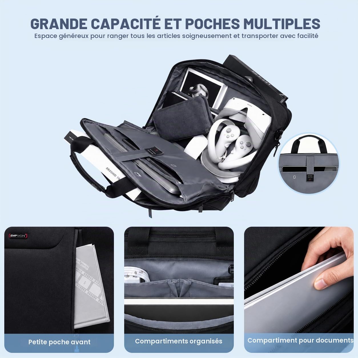 EMPSIGN Sacoche élégante pour ordinateur portable 17,3"