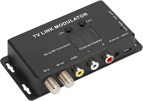Miniatura 8 de Modulador UHF, modulador de enlace de TV TM70, convertidor AV a RF, extensor IR con pantalla de canal, modulador RF para TV con cable de carga USB