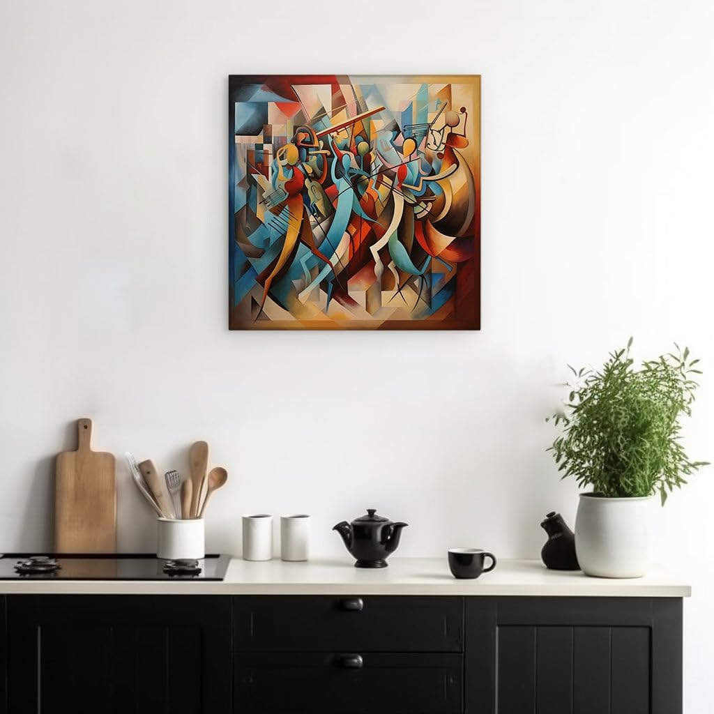 Canvas for Living room. Jazz Rhythms Burst to Life in an Abstract Symphony of Color, 27 x 18 inch Canvas Wall Art - Modern Home Decor - 69x46 cm (27x18 inch)