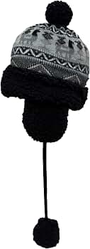 Winter Alpaca Black Beanie Hat with Earflaps Women Men  display picture 3