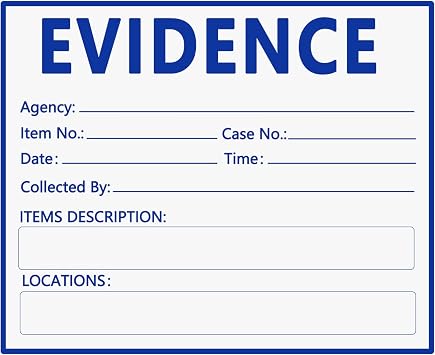 Adhesive Evidence Label 4X 3.5 Inch Evidence Collection Labels for Forensics Class Theme Birthday Party,100 Pcs Per Pack