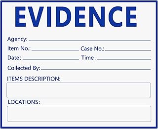 Adhesive Evidence Label 4X 3.5 Inch Evidence Collection Labels for Forensics Class Theme Birthday Party,100 Pcs Per Pack