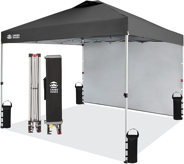 CROWN SHADES 10x10 Pop Up Canopy with Side Wall