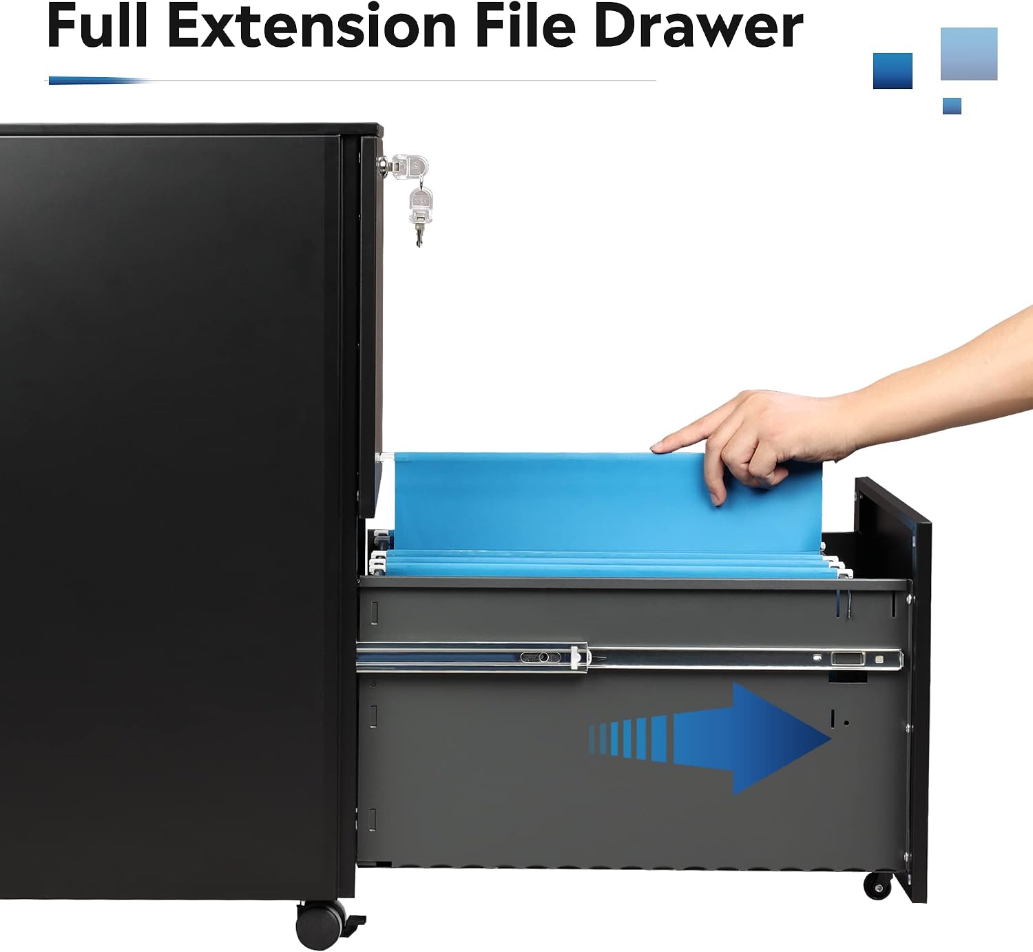 DEVAISE Mobile Filing Cabinet with Lock, Vertical File Cabinet for Legal/Letter/A4 Files, Fully Assembled Except Wheels, Black