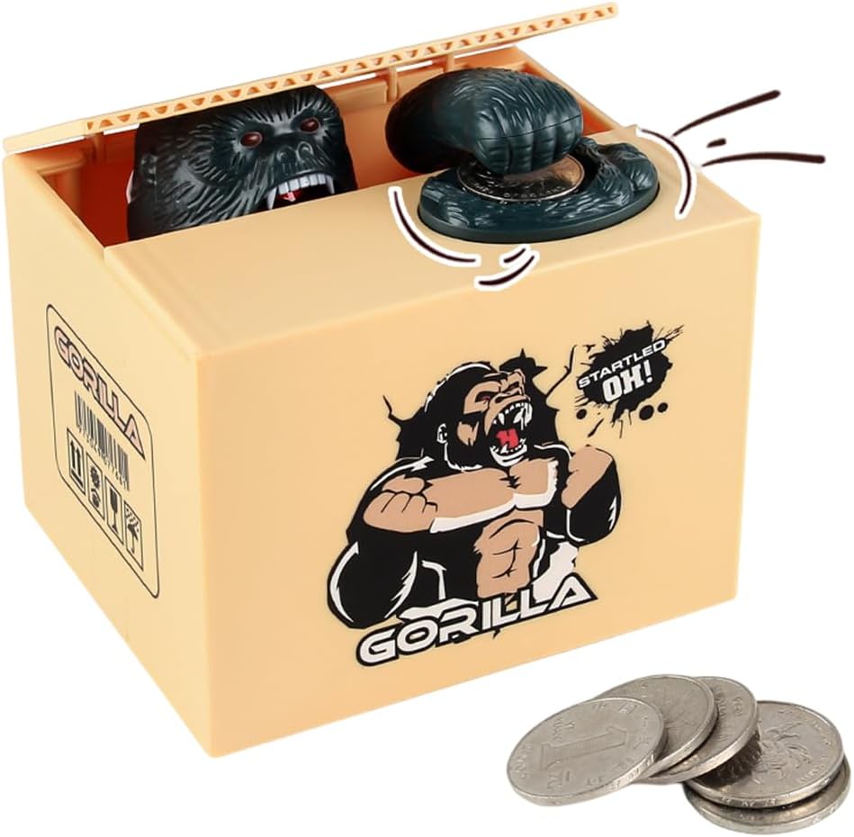 Dog Stealing Money Bank, Gorilla Dragon Cat Bank, Money
