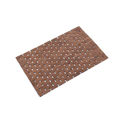 Bamboo Wood Bath Mat, Water Resistant Shower Mat for Indoor & Outdoor Use,Bath Mats for Luxury Shower, Non-Slip Bamboo Sturdy Waterproof Bathroom Carpet, 40x60 cm Easy to Clean, 1 pc