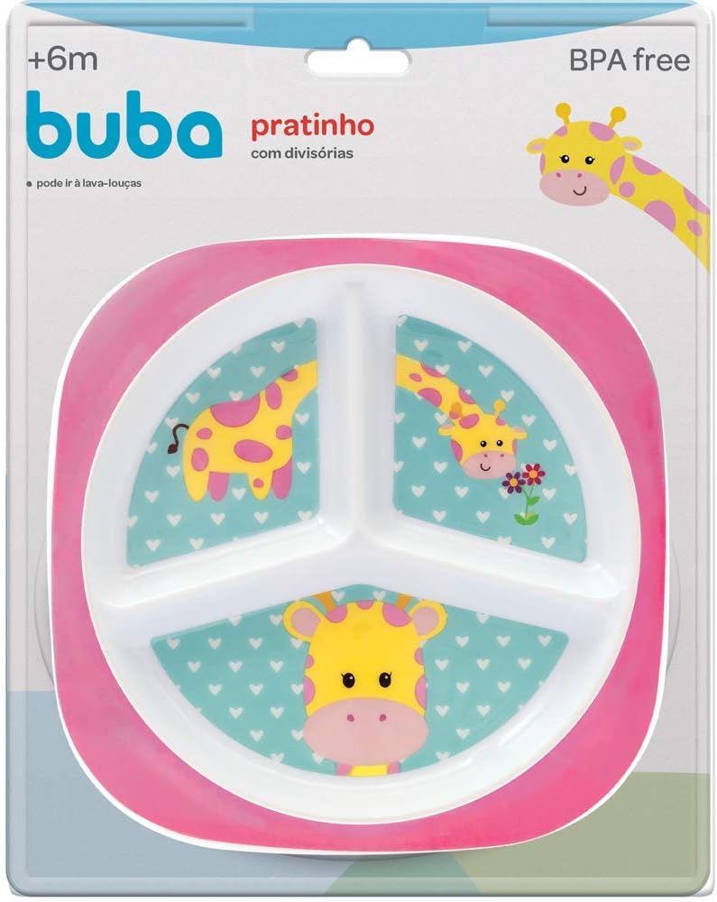 Prato Com Divisórias - Girafinha, Buba, Colorido