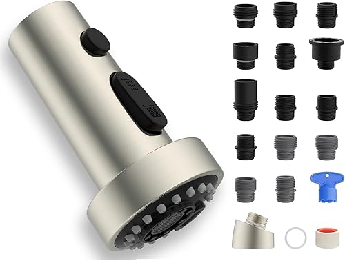 Reemplazo universal de cabezal de grifo de cocina con 15 adaptadores compatible con estándar americano/Kohler/Moen/Delta, cabezal rociador de grifo