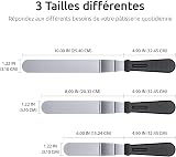 U-Taste Icing Spatula Set of 3: 18/0 Stainless Steel Cake Palette Knife, Angled Offset Spatula for Baking Cake Decorating Frosting, 15/20/25cm Metal Blade with 12cm PP Plastic Handle (Black) - 3