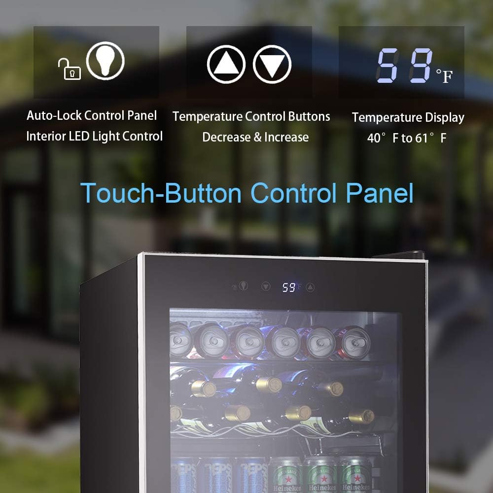 Kismile 4.5 Cu.ft Beverage Refrigerator and Cooler, 145 Can Mini Fridge Glass Door, Digital Temperature Display for Soda, Beer, Wine, Small Drink Dispenser Cooler for Home, Office, Bar (Transparent) : Appliances