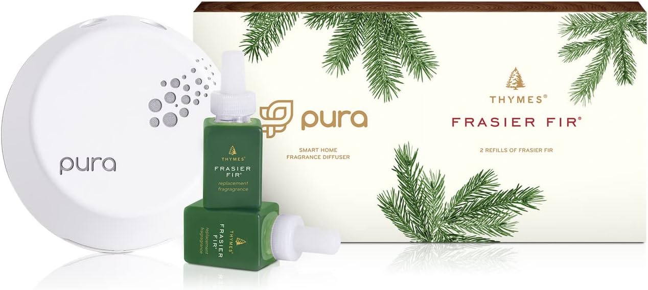 ThymesPura Smart Home Plug-in Diffuser Kit - Pura Diffuser Refills with a Fresh Home Fragrance (V3 Pura Device + 2 Frasier Fir Refills)