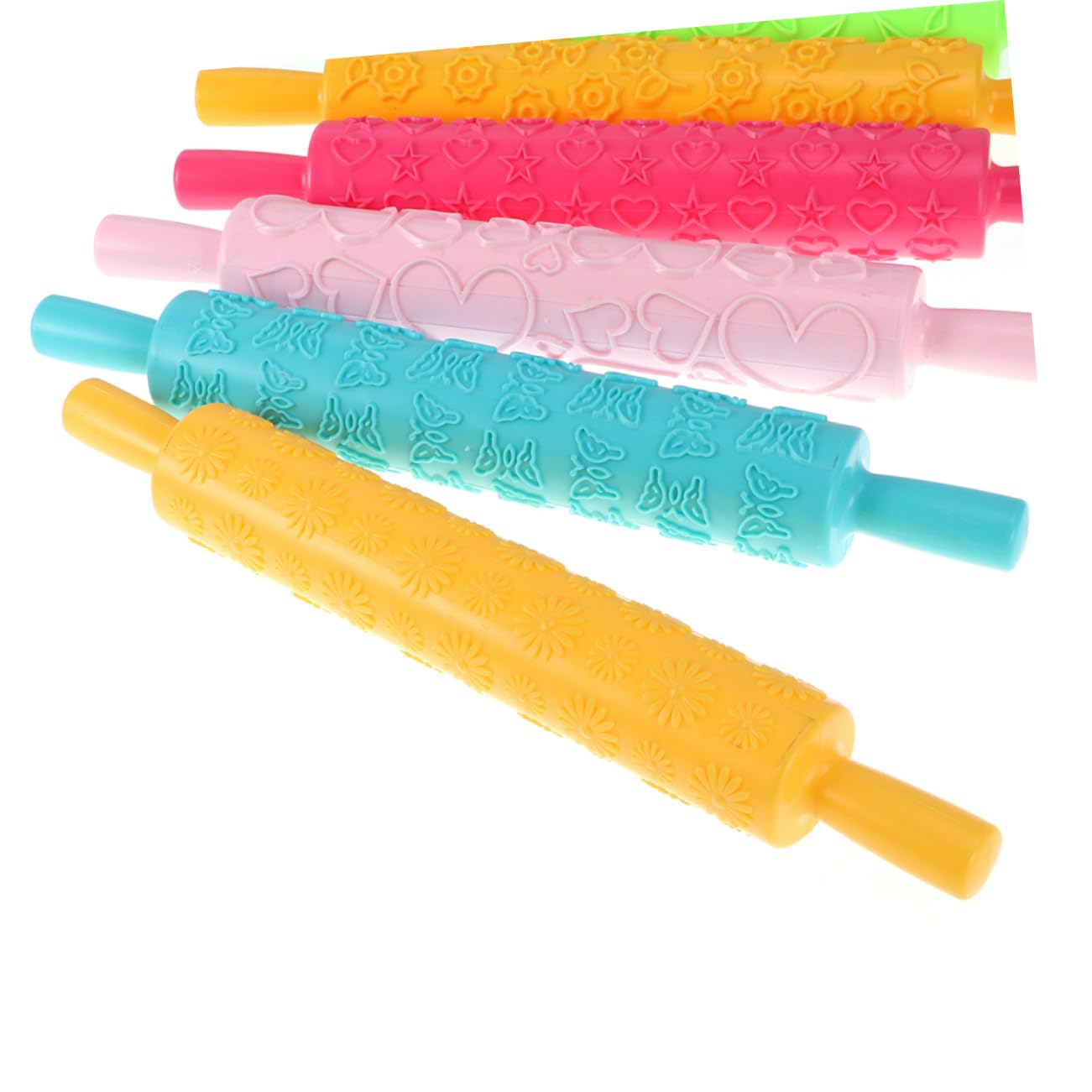 LABRIMP Rodillo De Amasar Con Patrón En Relieve Para Hornear 8 Piezas Rodillo De Plástico Multifuncional Para Decoración De Pasteles Con Fondant