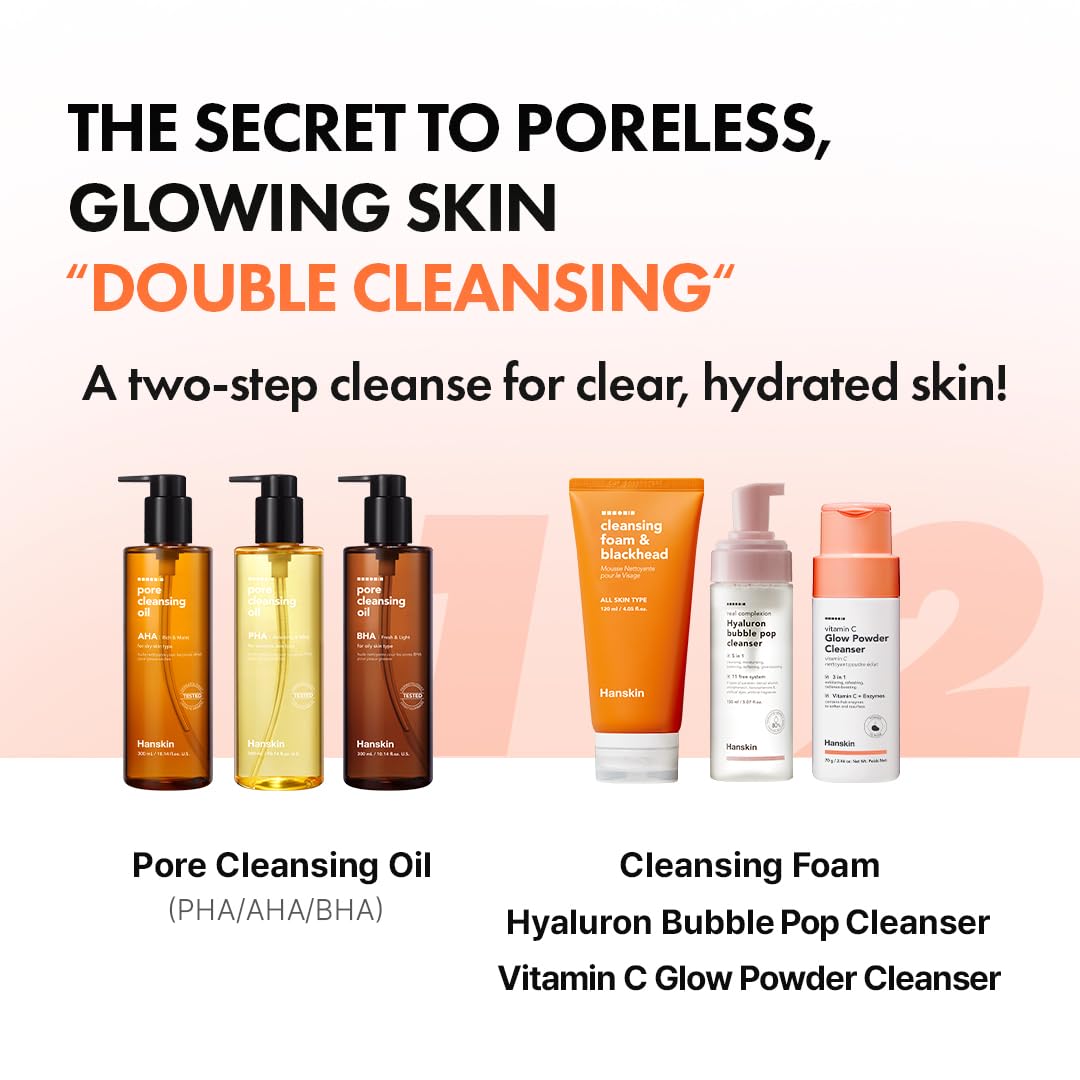 Hanskin AHA Pore Cleansing Oil for Dry Skin, Exfoliating, Waterproof Makeup Sebum Remover Facial Oil Cleanser for Face, Moisturizing for Soft Skin, Korean Skincare [AHA/10.14 oz.] - Image 11
