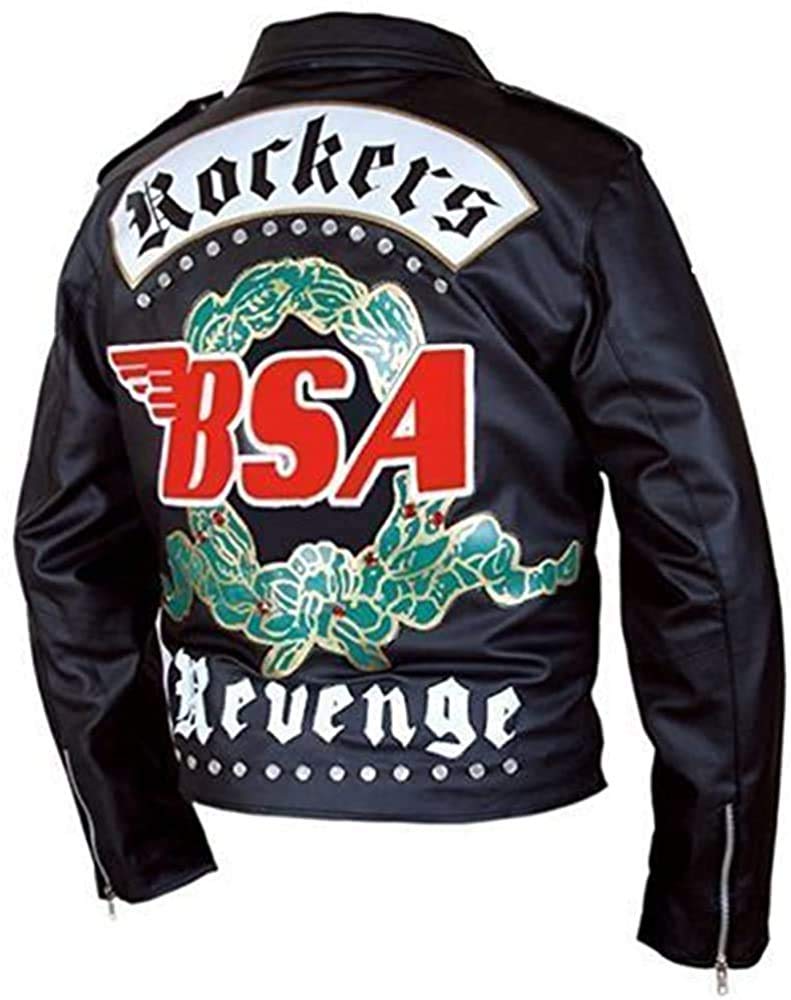BSA Faith Rockers George Michael Revenge - Chaqueta de piel auténtica para hombre, color negro