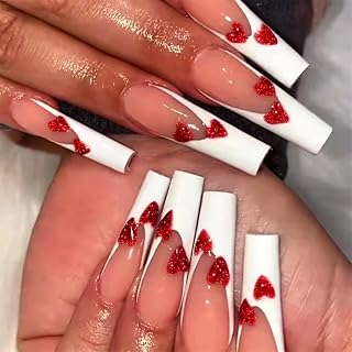 Brishow Uñas postizas con forma de ataúd, uñas postizas a presión, color rosa, uñas postizas largas, bailarina, acrílicas, 24 piezas para mujeres y niñas (A)