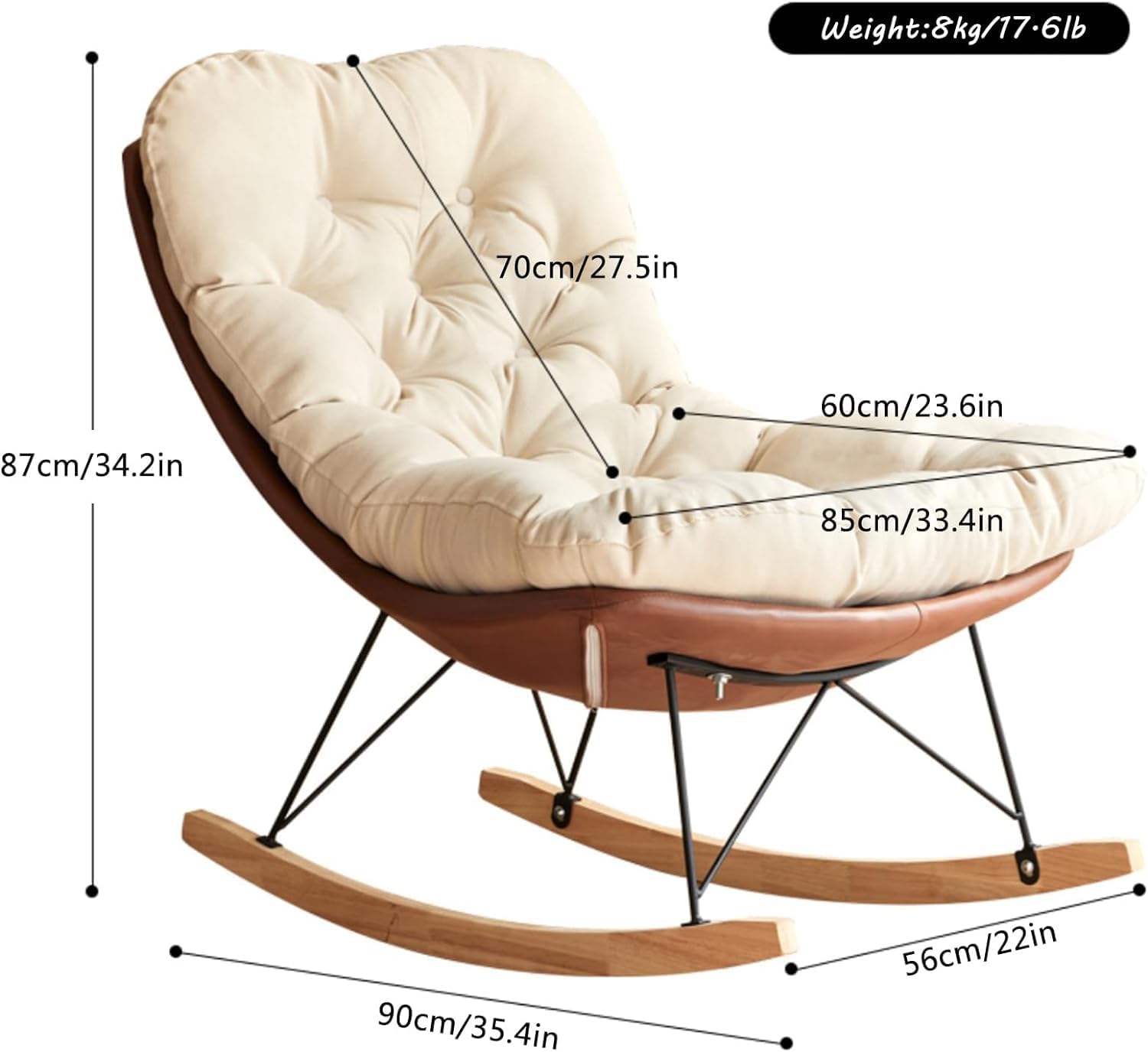 Leisure Rocking Chair and Footstool Set,Modern Glider Rocker Chair Upholstered Rocker Chair Glider Chair,Indoor Upholstered Rocking Chair for Living Room,Small Rocking Chair Nursery,Upholste
