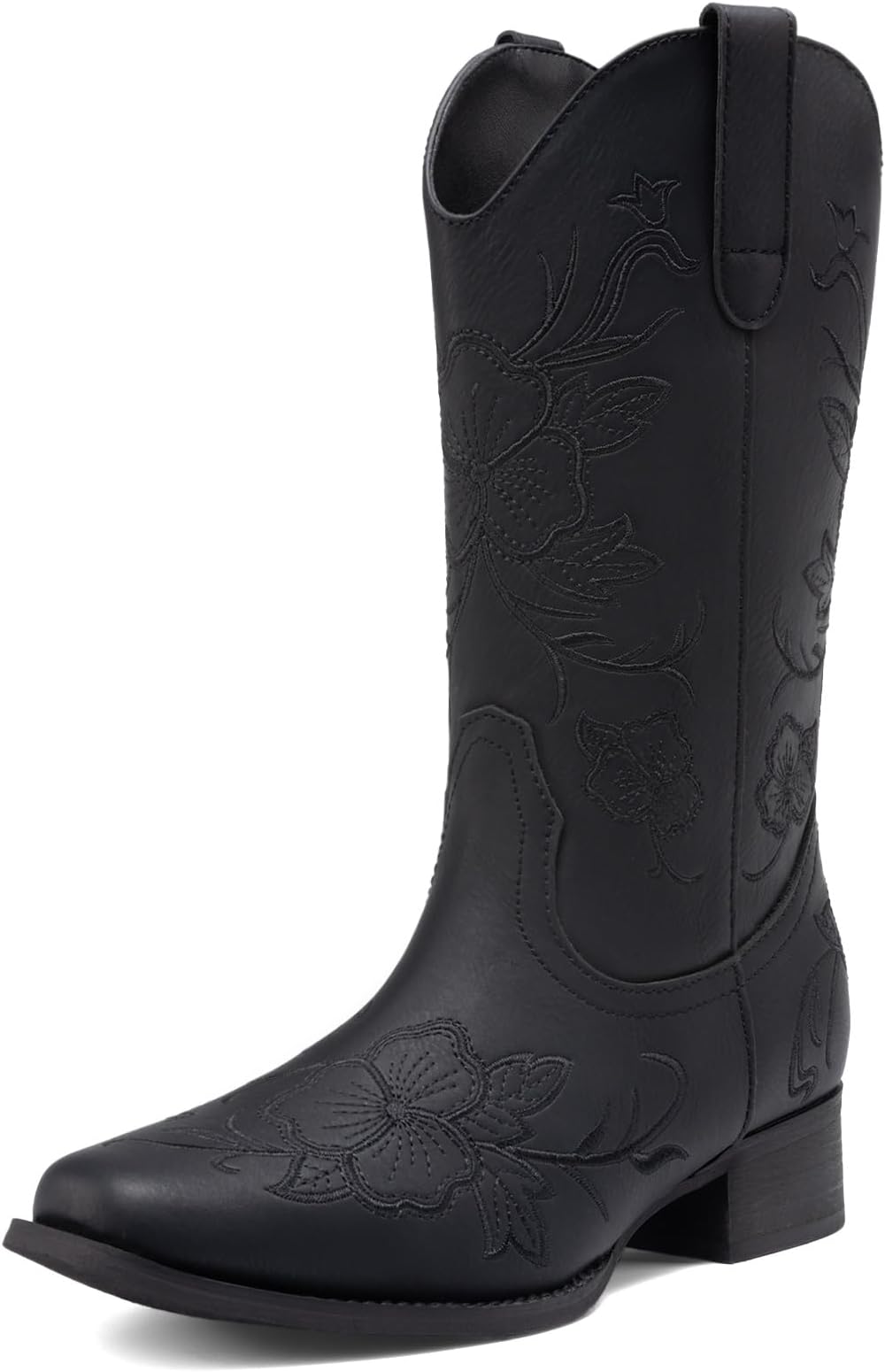 - DREAM PAIRS Women's Western Cowboy Boots Square Toe Embroidered Mid Calf Boots Western Chunky Low Heel for Country Music Festivals Theme Party and Concert