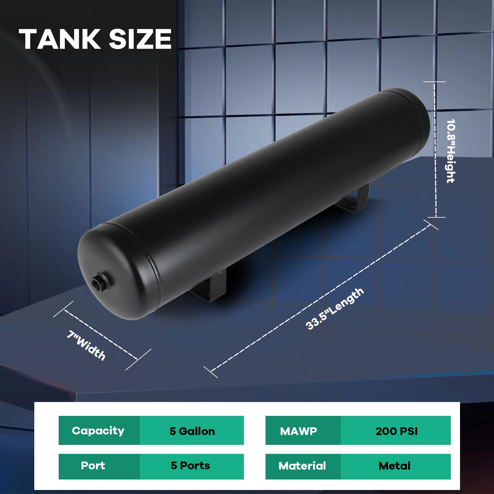 STAYTOP 5 Gallon (18 Liter) 5 Ports Suspension Air Ride Bag Train Truck Horn Air Tank 200 PSI