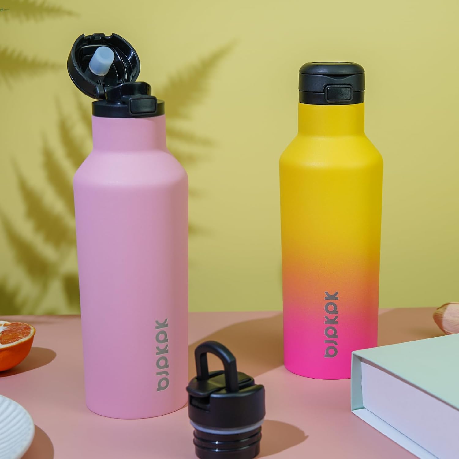 BJPKPK Insulated Water Bottle With Straw 25oz Stainless Steel Water Bottles With 2 Lids And Carry Handle Reusable Travel Metal Thermal Flask,Rainbow - Image 5