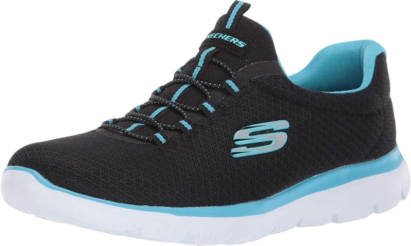 Zapatillas Skechers Summits para mujer | Plantilla cómoda acolchada de espuma viscoelástica, lavable a máquina, entresuela ligera y flexible que absorbe los golpes, Bungee Slip-on